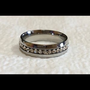 New Unisex Eternity Crystal Steel Ring Size 10.5